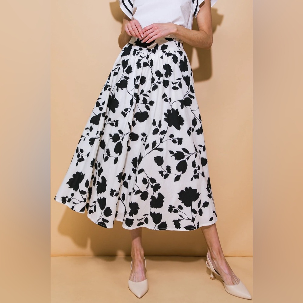 Flying Tomato Midi Poplin Floral Skirt Sz M - Picture 7 of 8